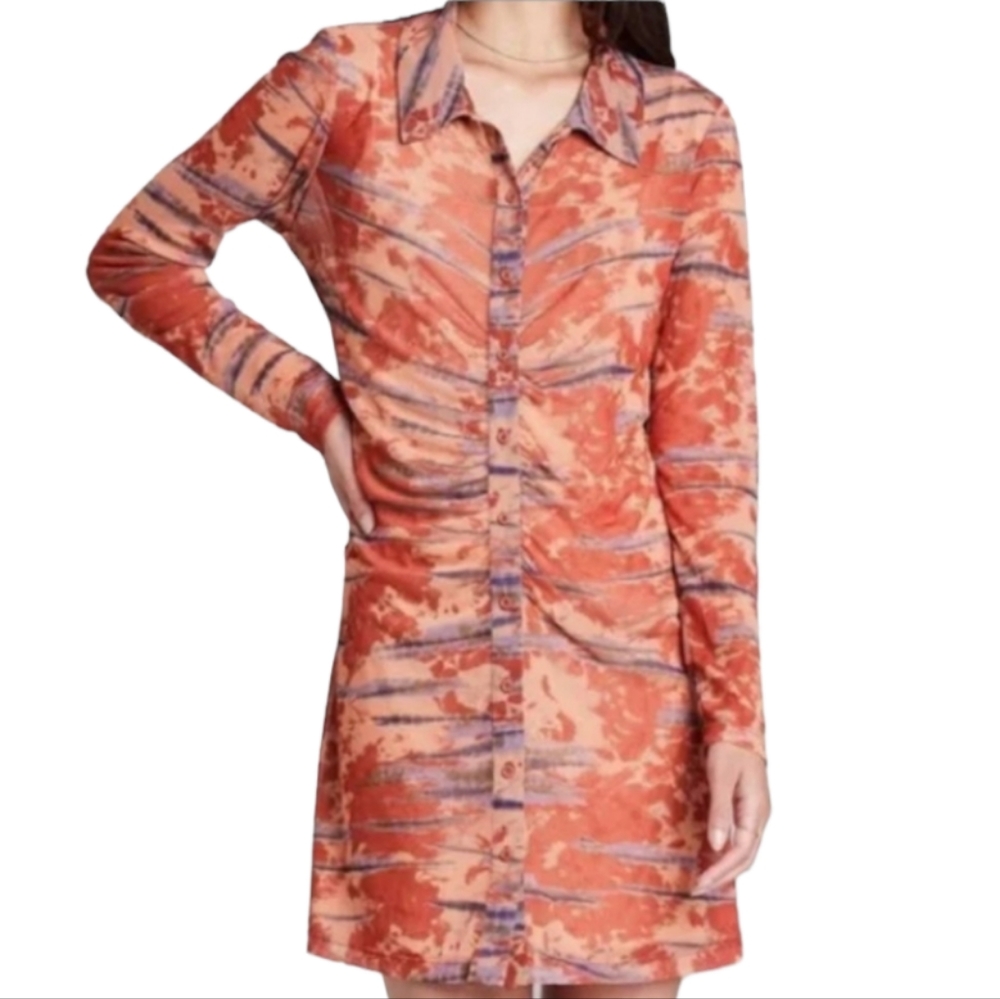 NWT Wild Fable Dress Multicolored Long Sleeve Midi, Size XS